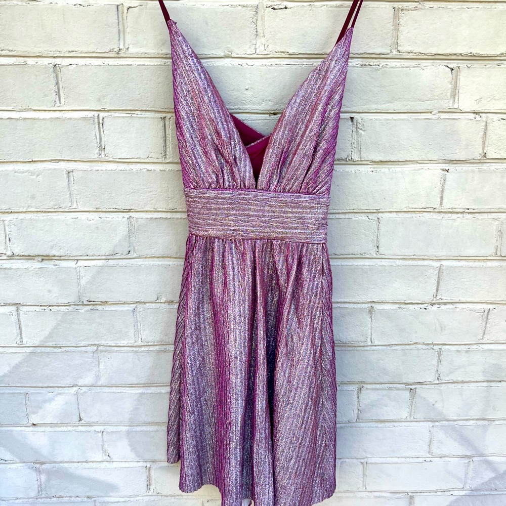 EUC Lulu’s Size XL Purple Sparkle Adjustable Strap Mini Dress